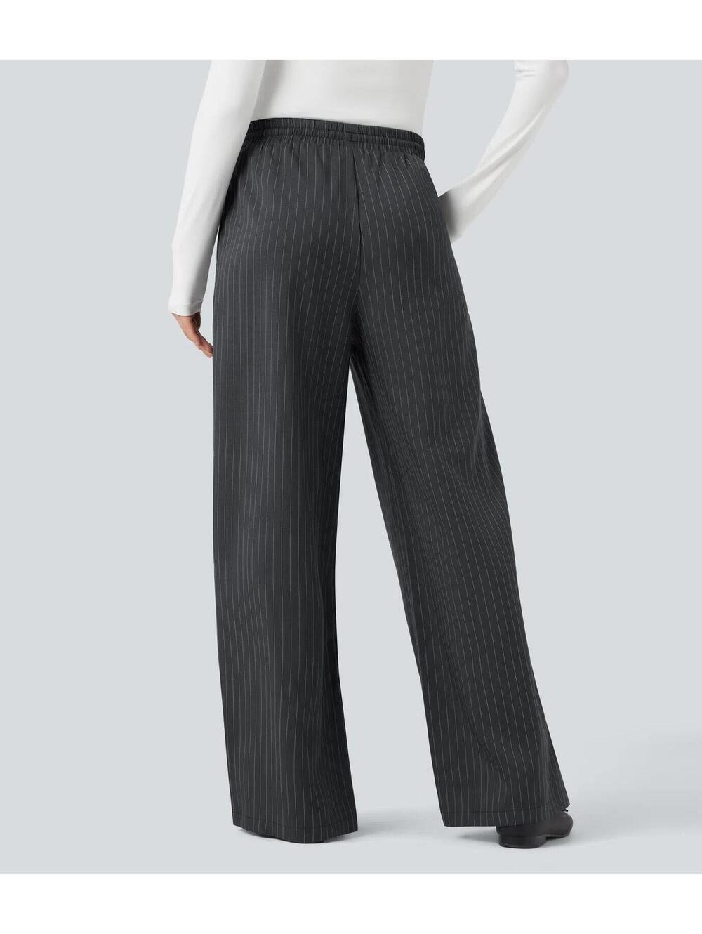 NWT Halara High Waisted Drawstring Wide Leg Stripe Casual Pants Size Small - Picture 3 of 5